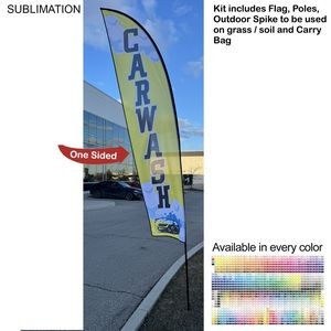 13' Medium Feather Flag Kit, Full Color Graphics One Side, Outdoor Spike base and Bag Included