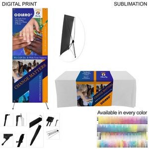 Tradeshow Package, Banner with X-Stand + Sublimated Tablerunner, Easy to setup