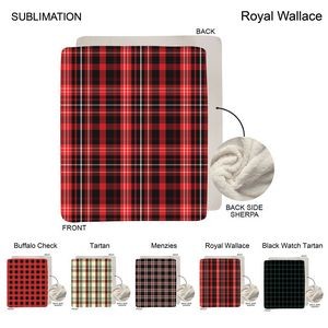 Stock Plaid Design Plush Sherpa Lined Micro Mink Throw, 50"x60", Sublimated