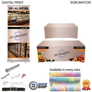 48Hr Quick Ship - Most Popular Tradeshow Package, Premium Retractable Banner + Sublimated Tablecloth