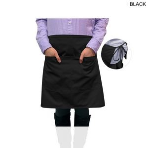 Bistro Twill Black Waist Apron, 30x18, 2 Pockets, Blank Only, In Stock
