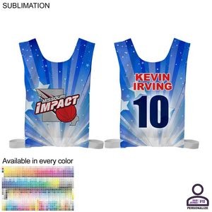 Personalized Domestic Made Athletic, Breathable Mesh Adult Sports Pinnie, Sublimated Front and Back
