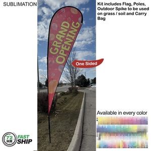72 Hr Fast Ship -16' X-Large Tear Drop Flag Kit, Full Color Graphics One Side, Spike and Bag