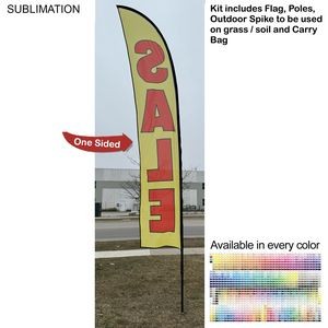 15' Large Feather Flag Kit, Full Color Graphics One Side, Outdoor Spike base and Bag Included