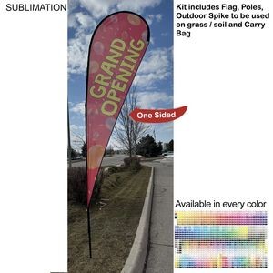 16' X-Large Tear Drop Flag Kit, Full Color Graphics One Side, Outdoor Spike base and Bag Included