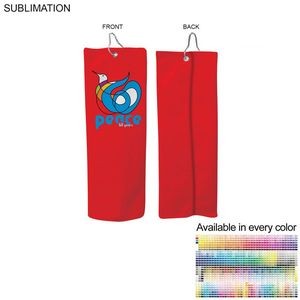 Colored Microfiber Dri-Lite Terry Golf Towel, Finished size 6x15, Trifold Grommet & Hook, Sublimated