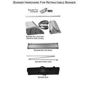 Deluxe Wide Base Retractable Banner Hardware, Stand and Bag, Aluminum Base, Graphics not included