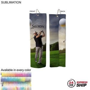 24 Hr Express Ship - Microfiber Dri-Lite Terry Golf Towel, Finished size 5x18, Trifold
