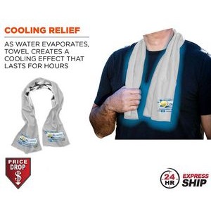 24 Hr Express Ship - White Cooling Towel, 12"x40", with full color sublimated logos