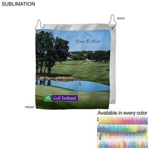 Microfiber Dri-Lite Terry Golf Towel, Finished size 15x15, Nofold Grommet & Hook, Sublimated