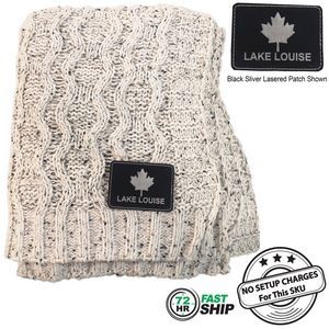 72 Hr Fast Ship - Heather Cable Knit Chenille Blanket, 50x60, with Lasered logo patch