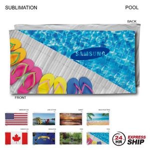 24Hr Express Ship - Stock Design, Heaviest Weight, Plush Velour Terry Beach Towel, 30x60, Sublimated
