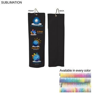 Colored Microfiber Dri-Lite Terry Golf Towel, Finished size 5x18, Trifold Grommet & Hook, Sublimated