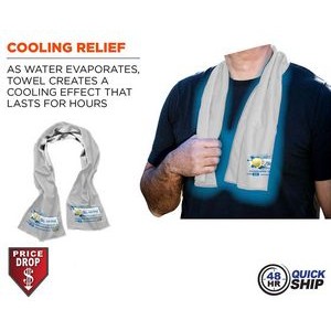 48 Hr Quick Ship - White Cooling Towel, 12"x40", with full color sublimated logos
