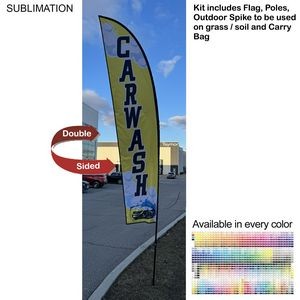 13' Medium Feather Flag Kit, Full Color Graphics Double Sided, Outdoor Spike base and Bag Included