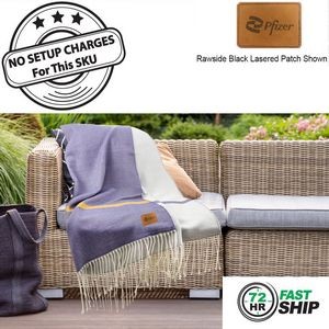 72 Hr Fast Ship - Denim Beachy Cottage Blanket, 50x60, with Lasered logo patch, NO SETUP CHARGE