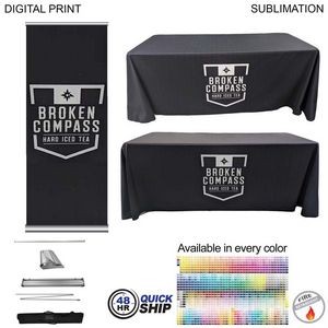 48Hr Quick Ship -Deluxe Tradeshow Package, Deluxe Retractable Banner + Premium Sublimated tablecloth
