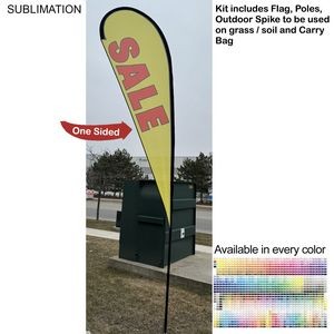 13.5' Large Tear Drop Flag Kit, Full Color Graphics One Side, Outdoor Spike base and Bag Included