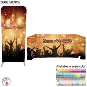 Tradeshow Booth Package Sleek, 3'w x 96"h Skinny EuroFit Display + PREMIUM 6' Sublimated Tablecloth