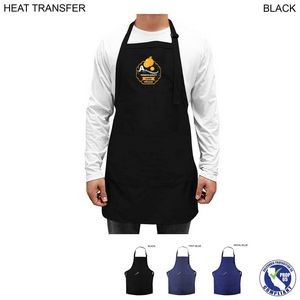 Twill Bib Apron, 25x28, 2 Pockets, Adjustable Neck, Heat Transfer Logo, In Stock