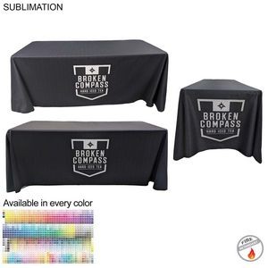 Sublimated PREMIUM Table Cloth for 6' table, Drape style, 4 sided, Closed Back, Rounded Corners