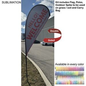 9' Small Tear Drop Flag Kit, Full Color Graphics Double Sided, Outdoor Spike base and Bag Included