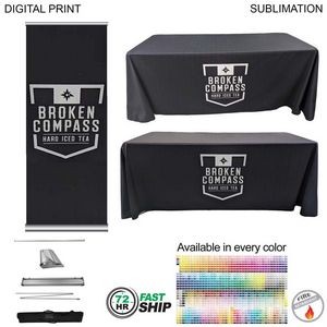 72 Hr Fast Ship- Deluxe Tradeshow Package, Deluxe Retractable Banner + Premium Sublimated tablecloth