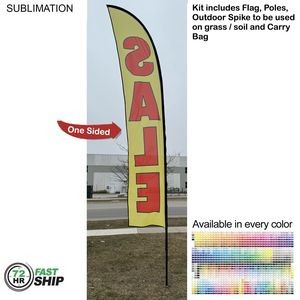 72 Hr Fast Ship - 15' Large Feather Flag Kit, Full Color Graphics One Side, Spike and Bag Included.