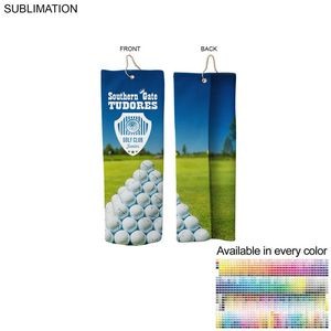 Microfiber Dri-Lite Terry Golf Towel, Finished size 6x15, Trifold Grommet & Hook, Sublimated