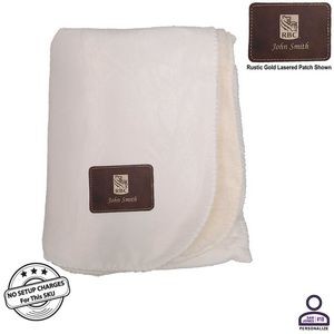 Personalized Sherpa Faux Wool Lined Micro Mink Throw, 50x60, with Lasered logo patch, NO SETUP
