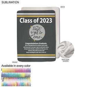 Graduation Blanket in Plush Sherpa Faux Wool Lined Micro Mink, 60x80, Queen Bed size, Sublimated