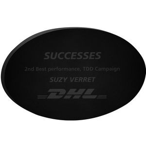 Black Oval Paper Weight (4"x 2 1/2"x 3/8") Laser Engraved