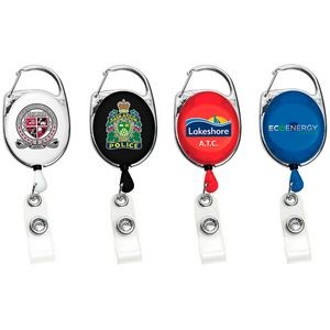 30" Carabiner Style Retractable Badge Reel w/ 4 Colour Process with Metal Slip Clip