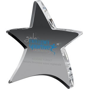 Clear Moving Star Paperweight (4 1/2"x 5"x 3/4") Screen-Printed