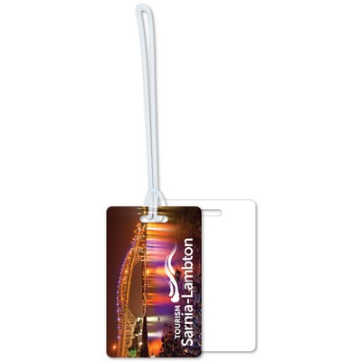 Luggage Tags .020 White Plastic (2.13"x3.38") in Full Colour with 6" Loop
