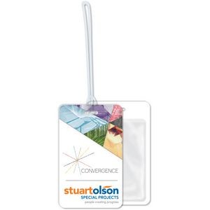 Extra Thick Plastic Stock Tag .080 white styrene, 2.75" x 4.5", Full colour, Clear Pocket, 9" Loop