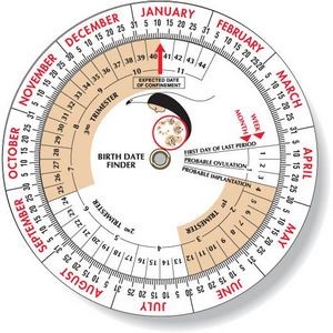 Pregnancy Birth Date Finder Wheel Calculator 4.25" dia, Full Colour