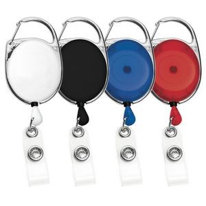 30" Carabiner Style Retractable Badge Reel (1 3/8"x2") Non-Printed with Metal Slip Clip