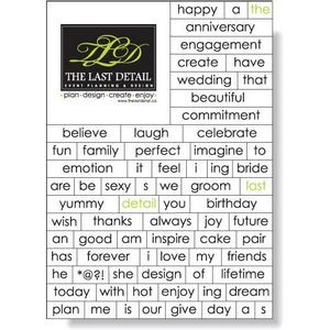 Magnetic Word Set (74 pieces), Screen-printed, White Matte Vinyl Topcoat
