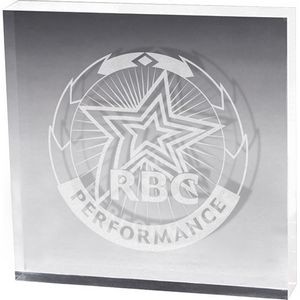 Clear Square Acrylic Paper Weight (4"x 4"x 3/4") Laser Engraved