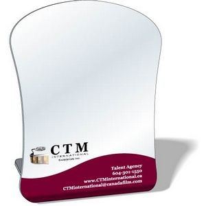Free-Standing Acrylic Plastic Mirror, 8"x10" Curved Sides, Full Colour