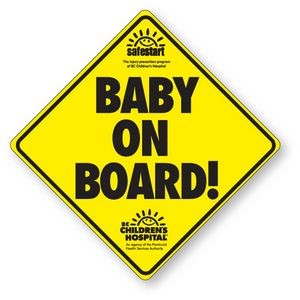 Baby on Board Sign .008 Vinyl Decal Static Face, 5" x 5", Spot Colours