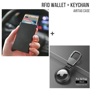 RFID Wallet + KEYCHAIN w/ Air tag Holder KIT