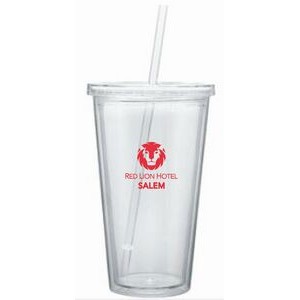 16 Oz. Double Wall Tumbler Acrylic Cup W/Retractable Straw