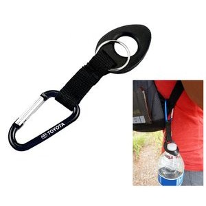Black Aluminum Carabiners With 6mm Thick Water Bottle Holder Attachment