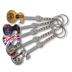 Guitar Chrome Bottle Opener with Keychain