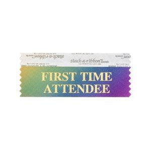 First Time Attendee Stk-A-Rbn Rainbow Ribbon Gold Imprint