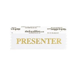 Presenter Stk A Rbn White Ribbon With Gold Imprint