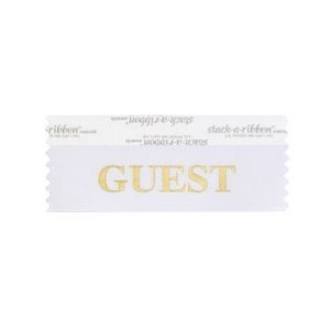 Guest Stk A Rbn White Ribbon Gold Imprint