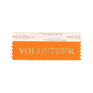Volunteer Stk A Rbn Orange Ribbon Gold Imprint